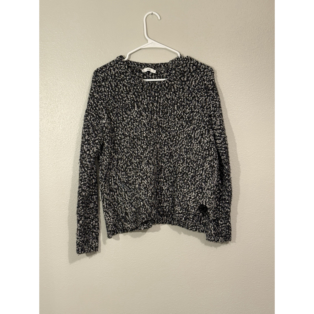 Vince Black White Marled Wool Chunky Knit Sweater Medium